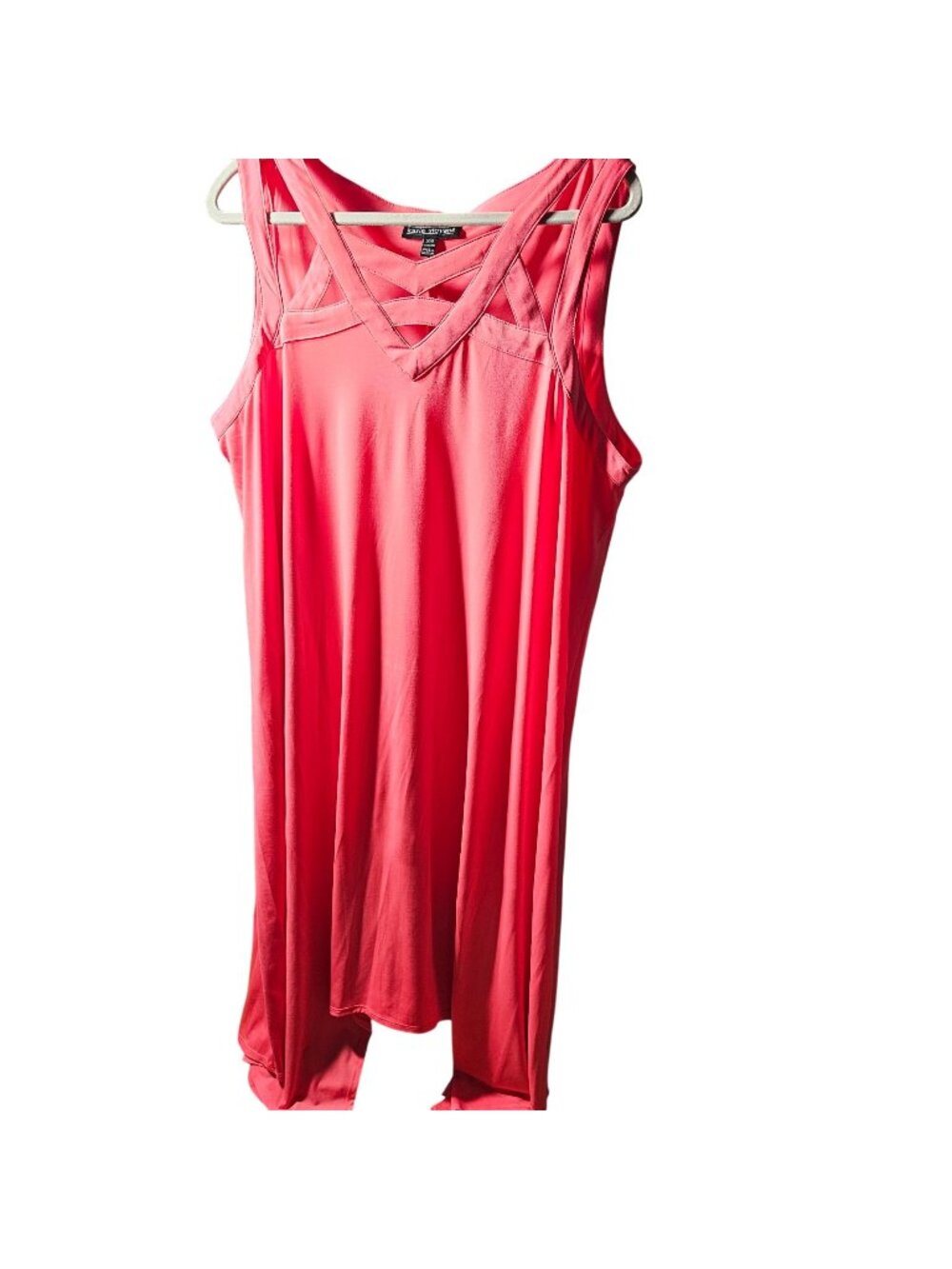 Karin Stevens Womens Sleeveless Coral Maxi Dress 22W With Criss-Cross Neckline E